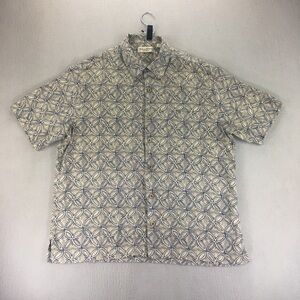 Caribbean Silk Blend Shirt Mens Large Button Up Sculptured Buttons Hawaiian Vaca